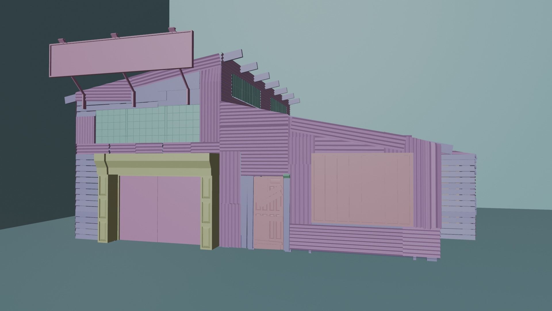 Shanty Garage Sun Motors Free low-poly 3D model_5