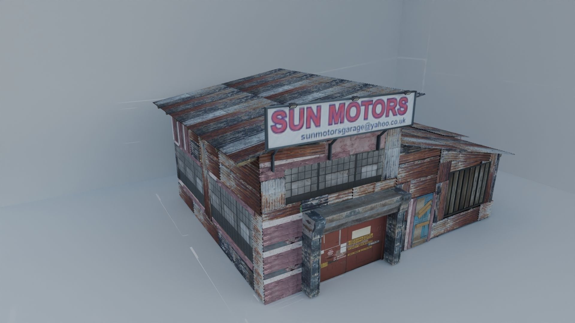 Shanty Garage Sun Motors Free low-poly 3D model_2
