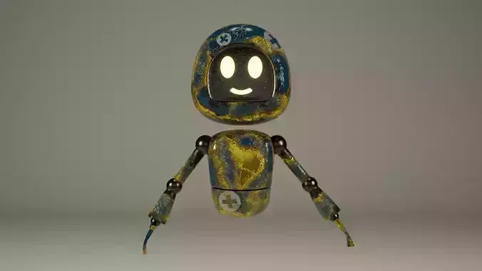 animated little robot Low-poly 3D model