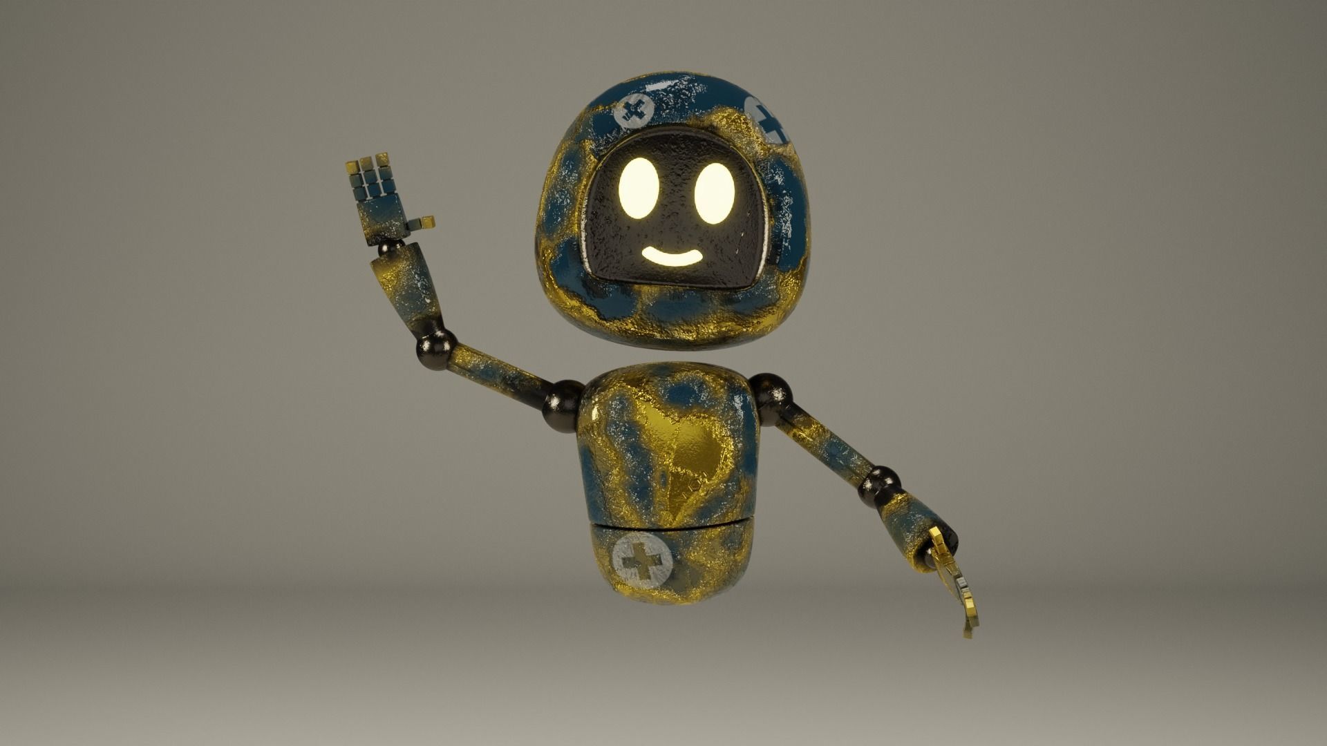animated little robot Low-poly 3D model_1