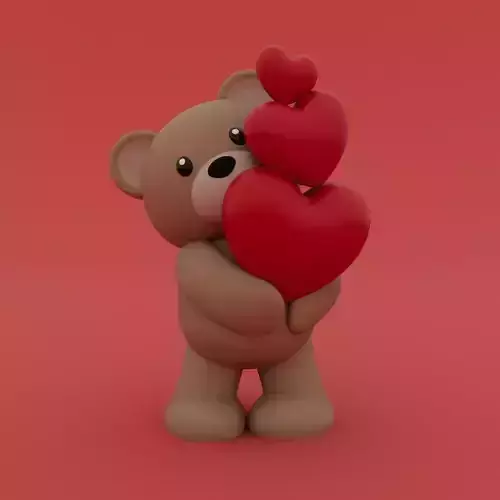 Valentines Special - Teddy Bear with Hearts 3D print model