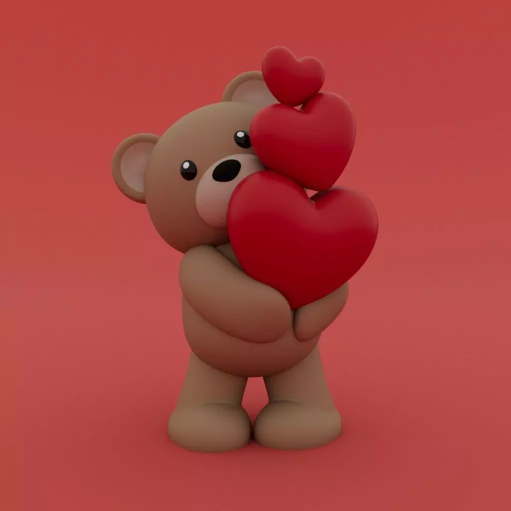 Valentines Special - Teddy Bear with Hearts 3D print model_0