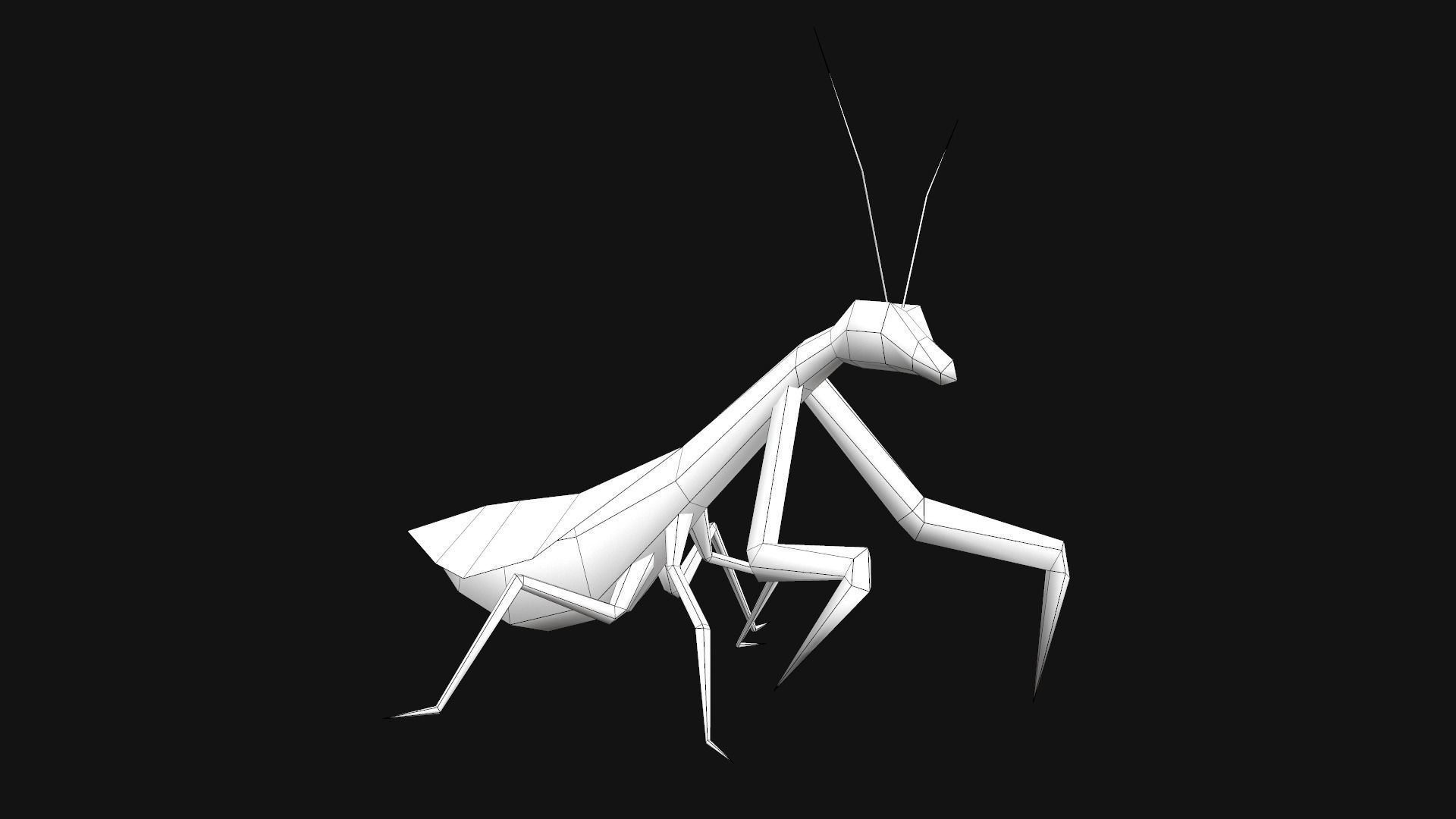 Animated Mantis Low-poly 3D model_4