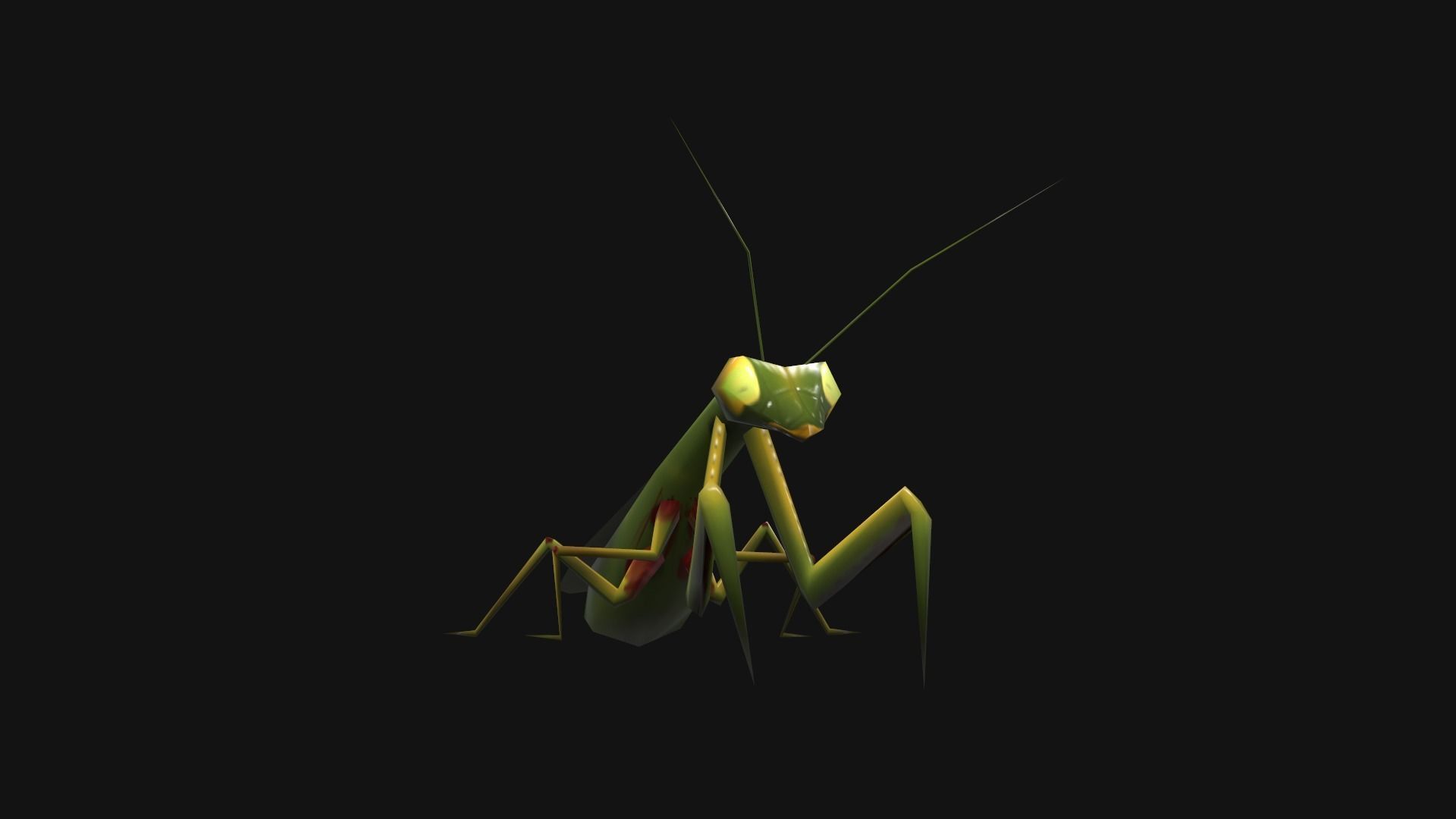 Animated Mantis Low-poly 3D model_8
