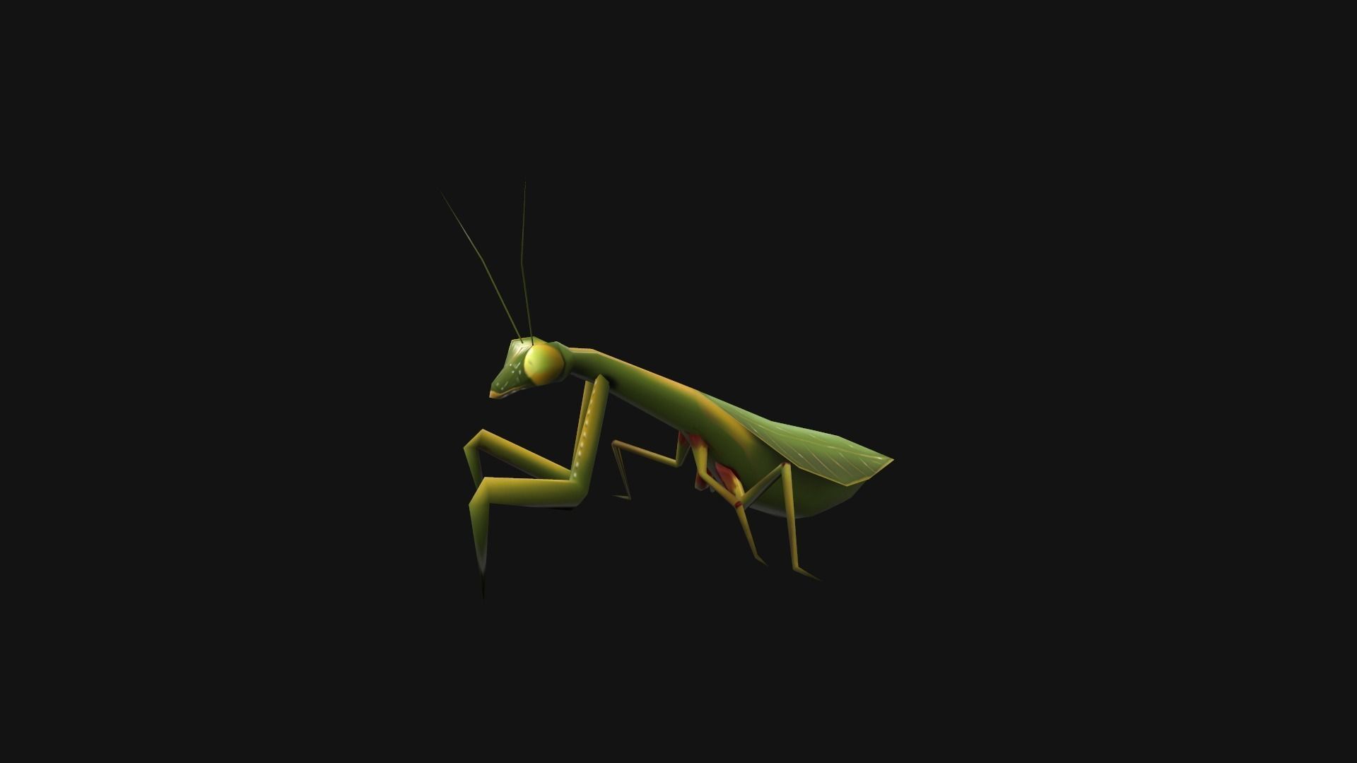 Animated Mantis Low-poly 3D model_6