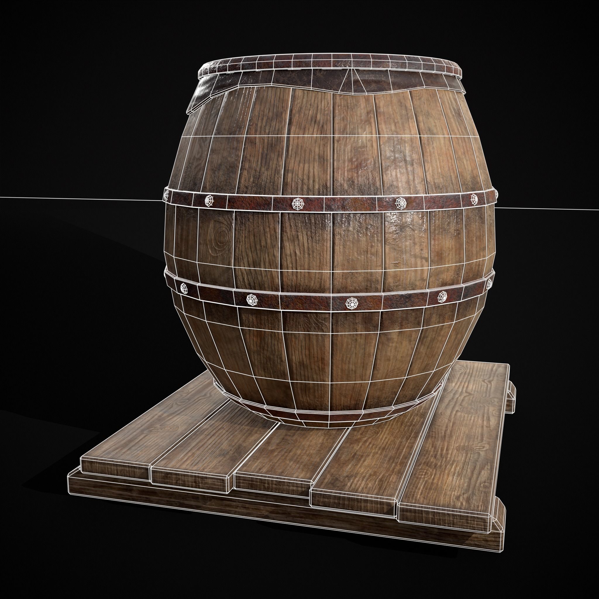 Gorda Wine Barrel Low-poly 3D model_4