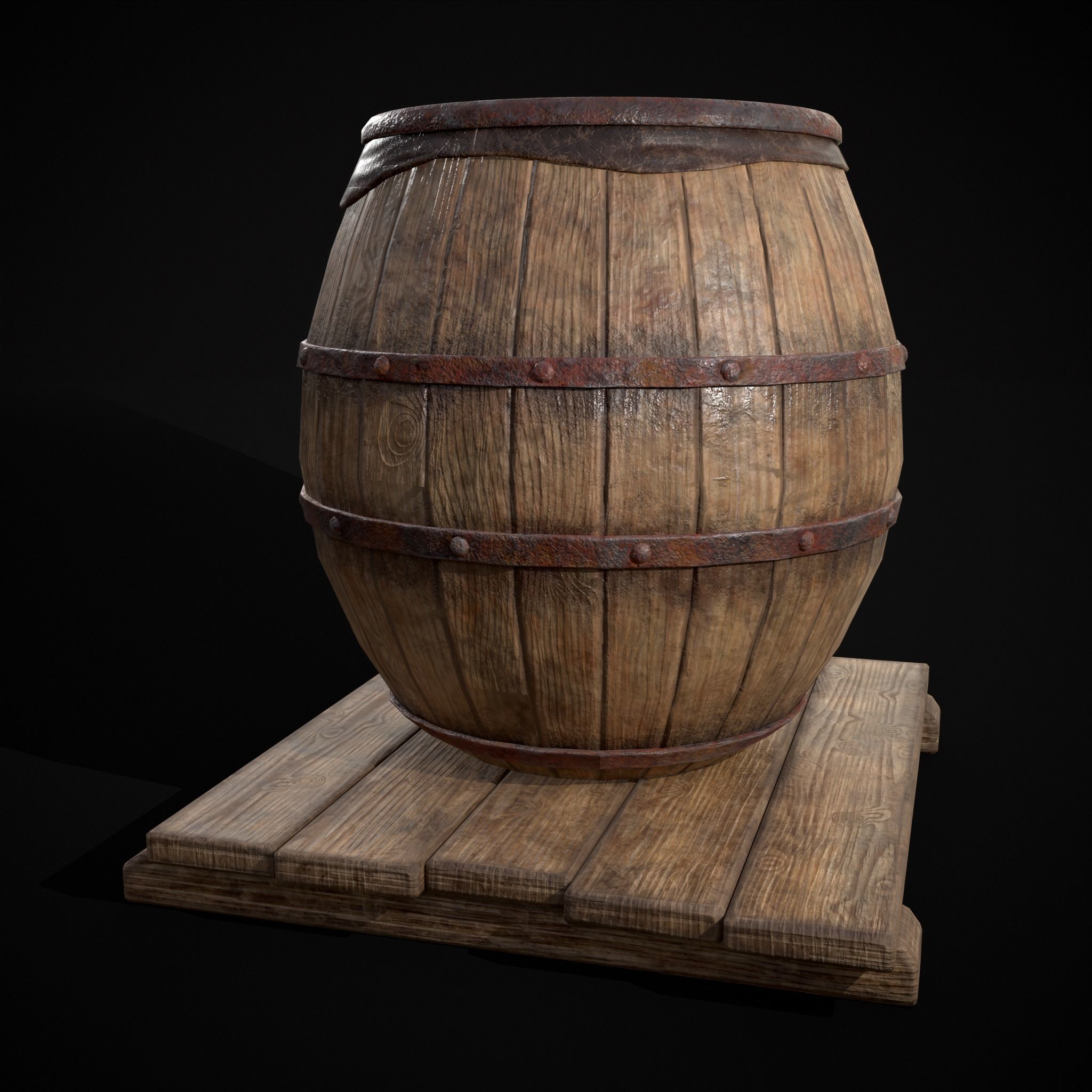 Gorda Wine Barrel Low-poly 3D model_3