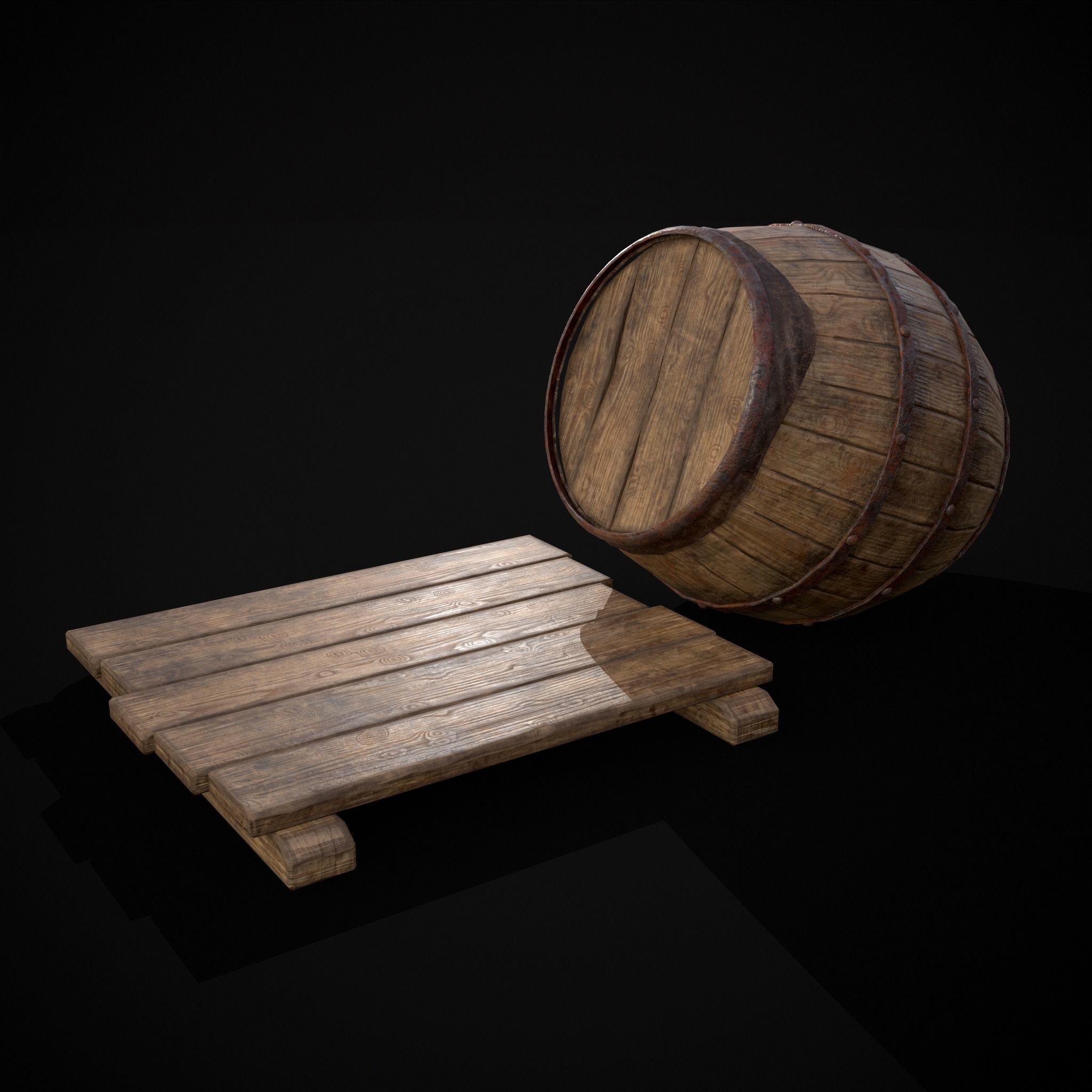 Gorda Wine Barrel Low-poly 3D model_17