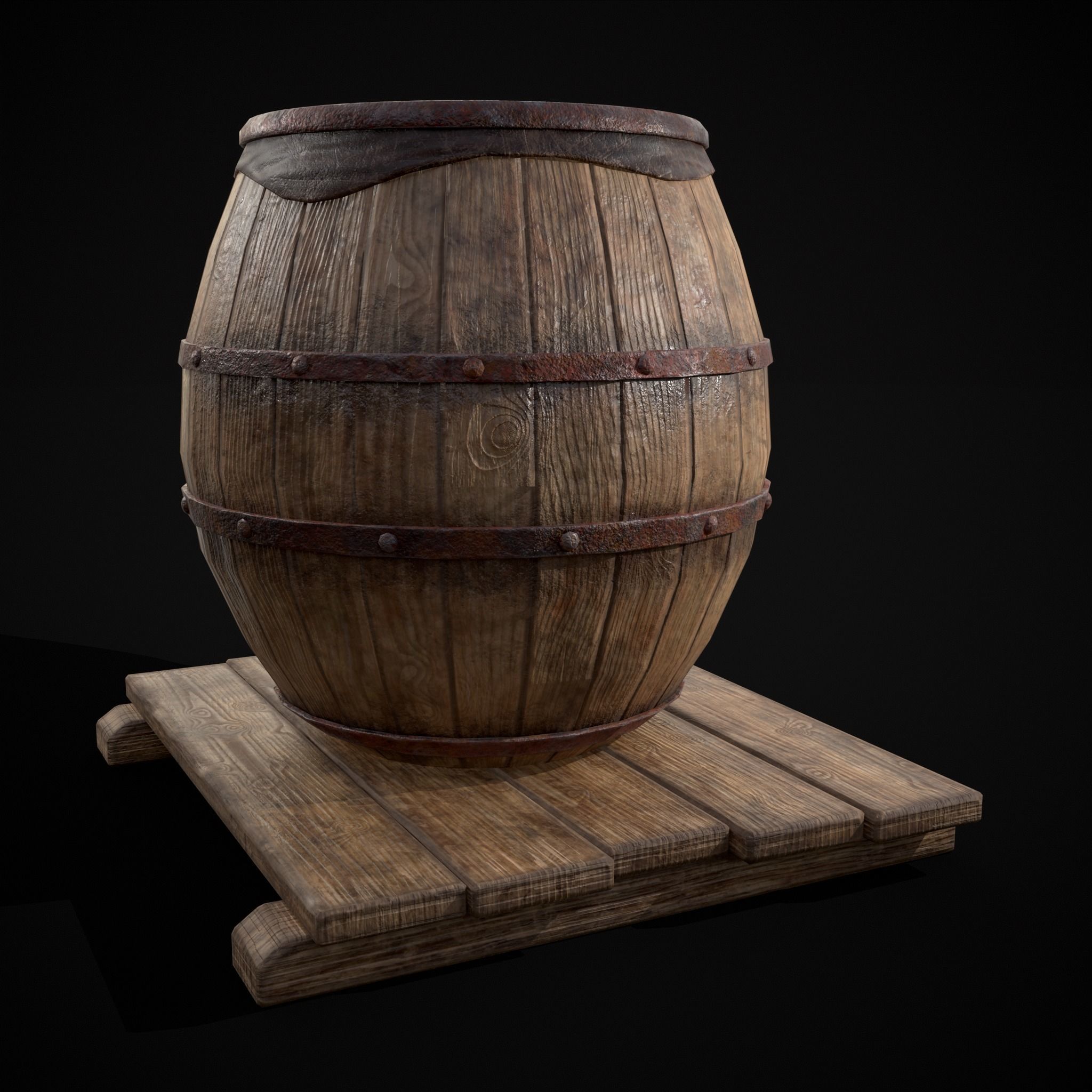 Gorda Wine Barrel Low-poly 3D model_5