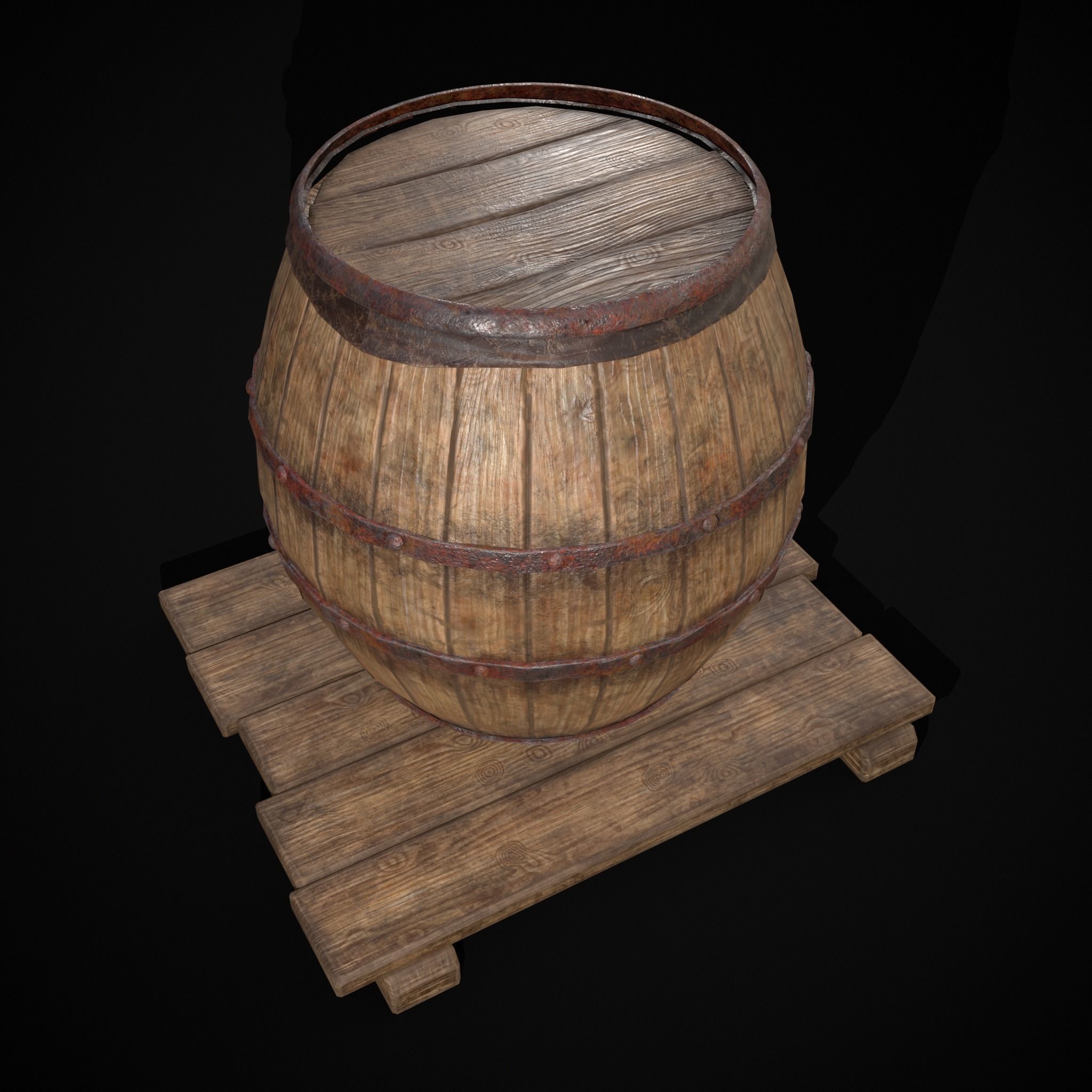 Gorda Wine Barrel Low-poly 3D model_7