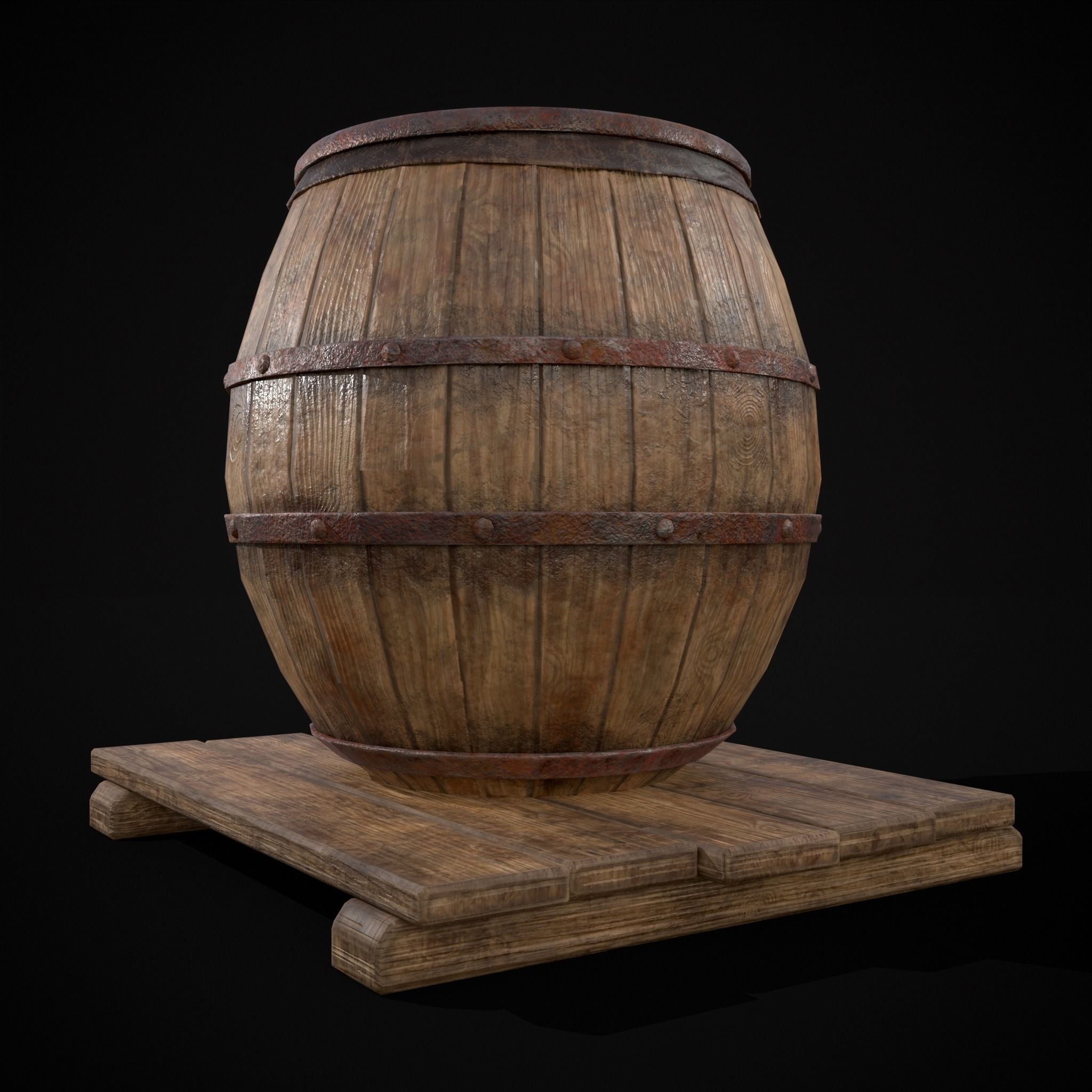 Gorda Wine Barrel Low-poly 3D model_19