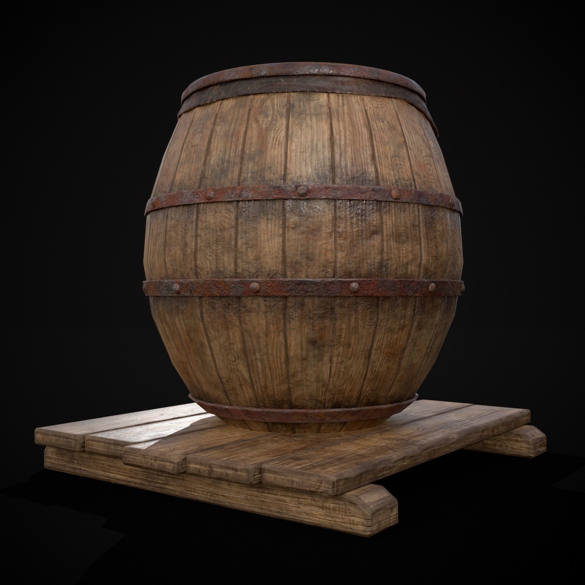 Gorda Wine Barrel Low-poly 3D model_9
