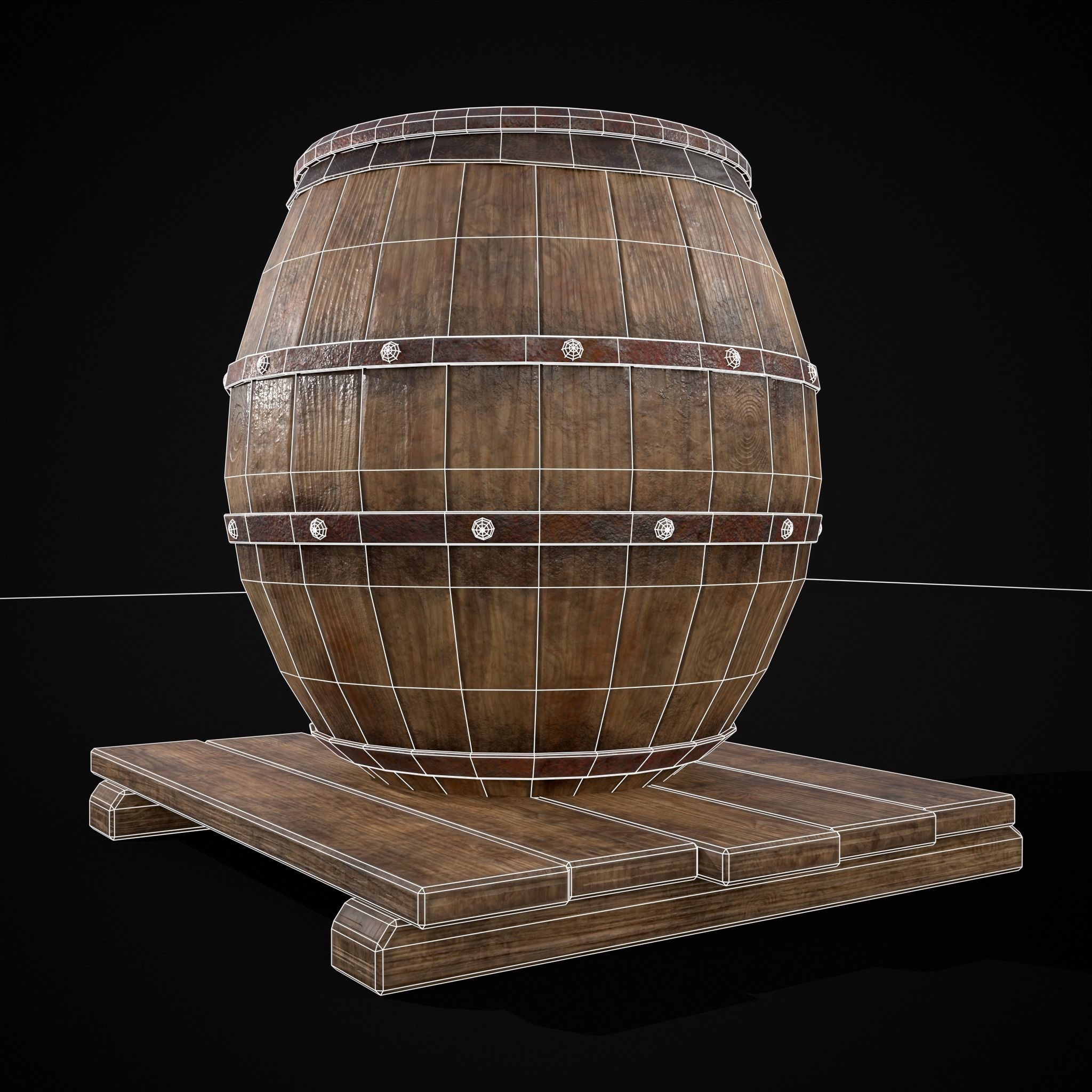 Gorda Wine Barrel Low-poly 3D model_20