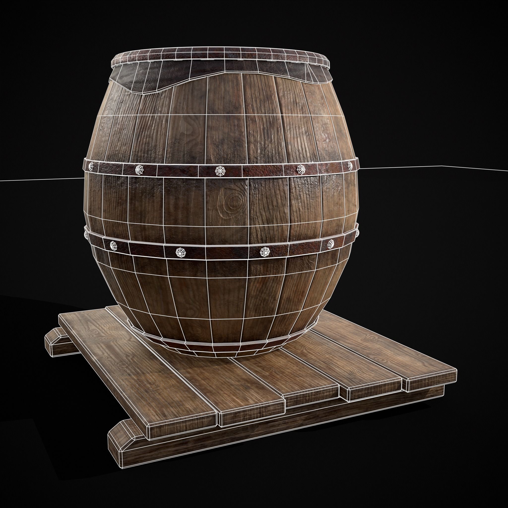 Gorda Wine Barrel Low-poly 3D model_6