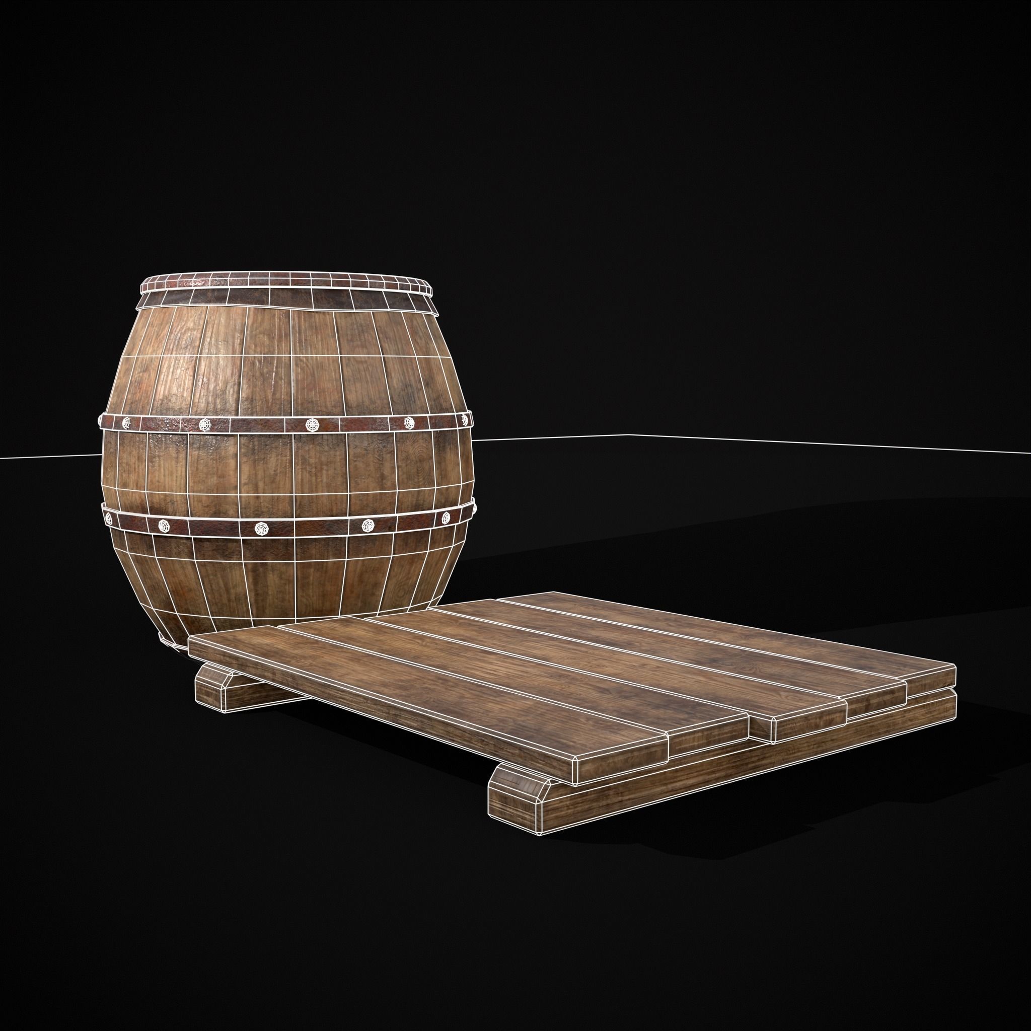 Gorda Wine Barrel Low-poly 3D model_12