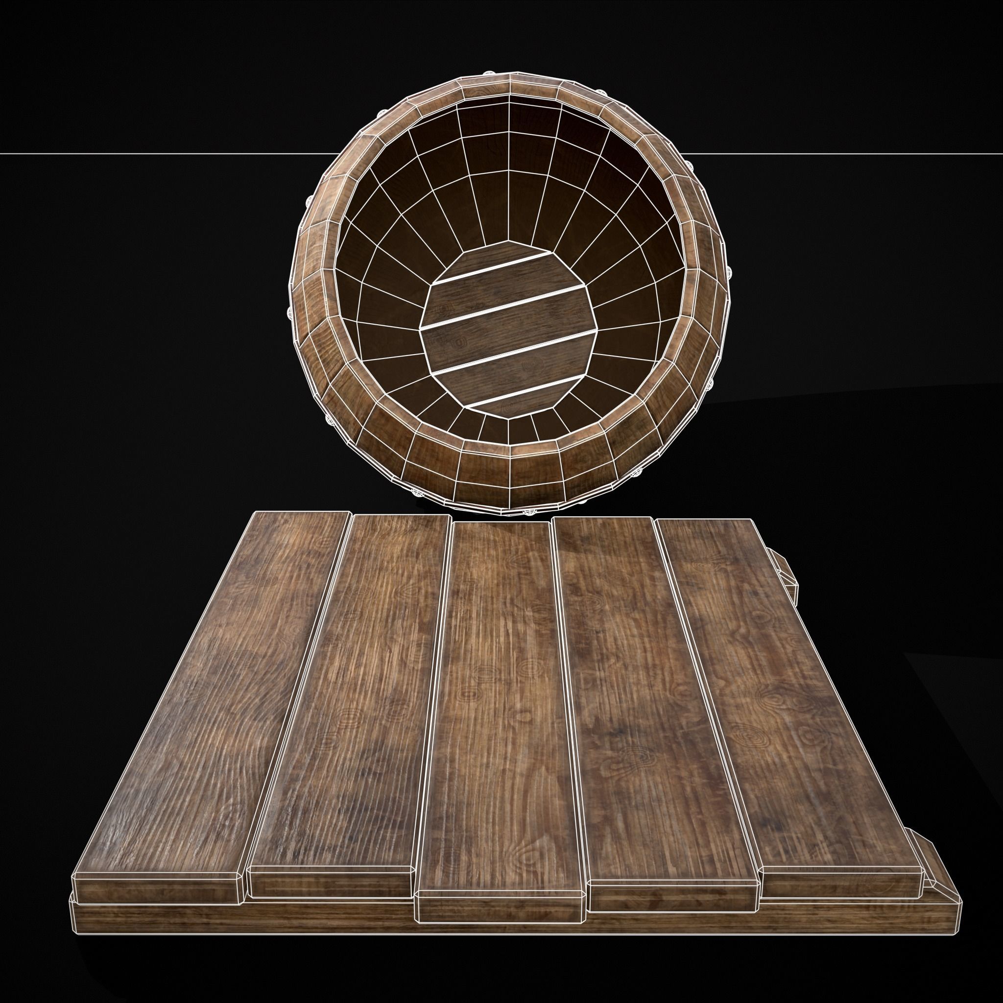 Gorda Wine Barrel Low-poly 3D model_16