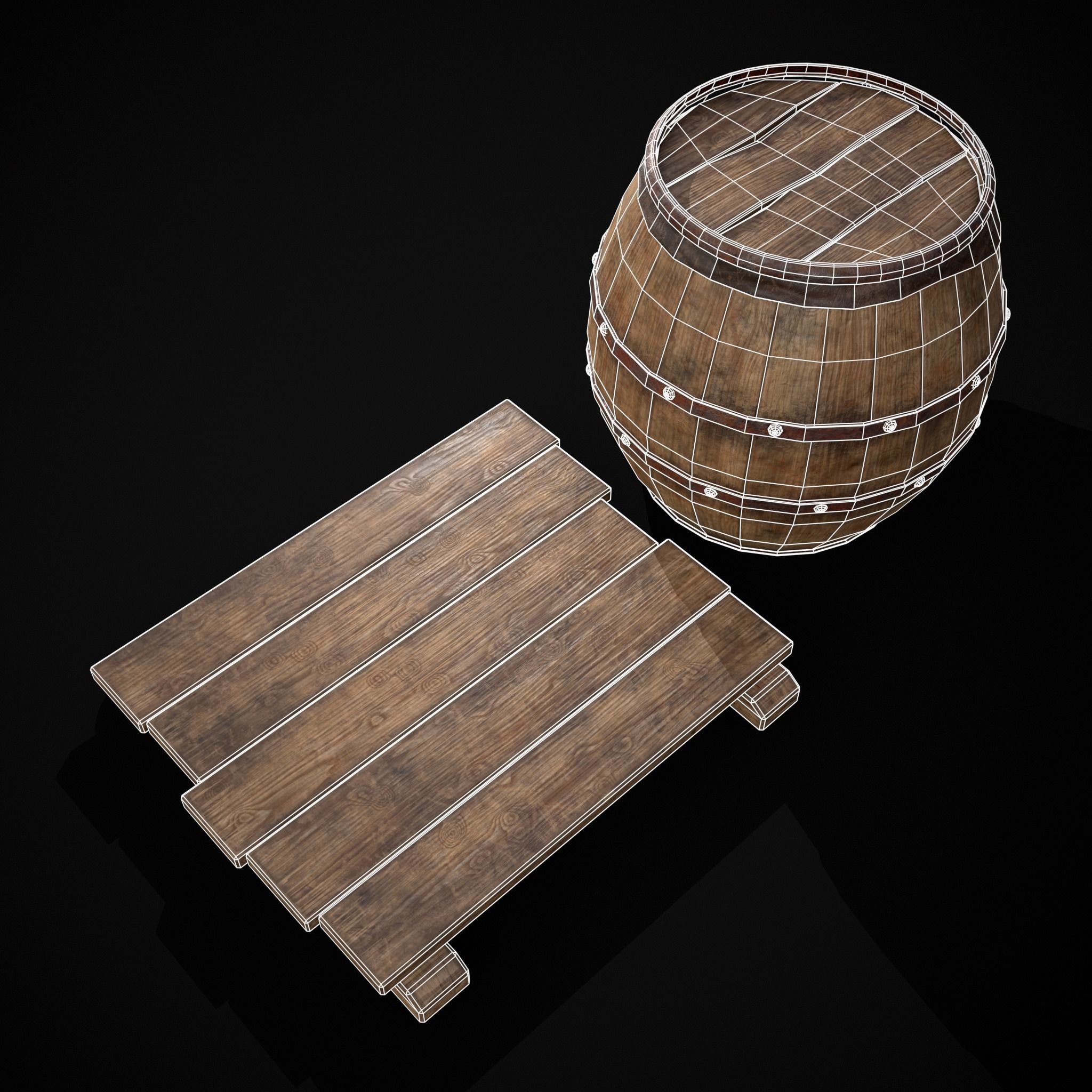 Gorda Wine Barrel Low-poly 3D model_2