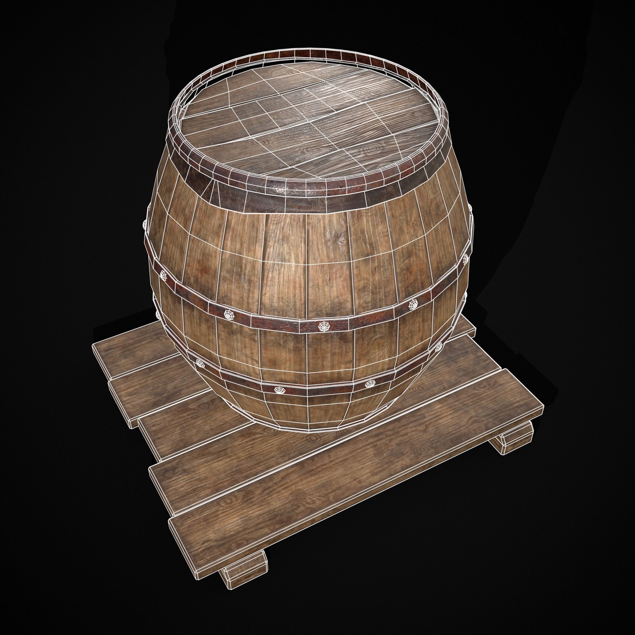 Gorda Wine Barrel Low-poly 3D model_8