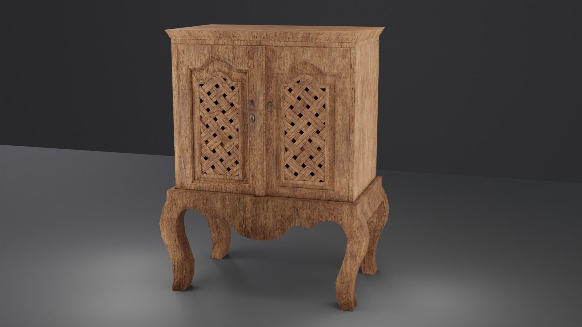 Dresser Cabinet Low-poly 3D model_1
