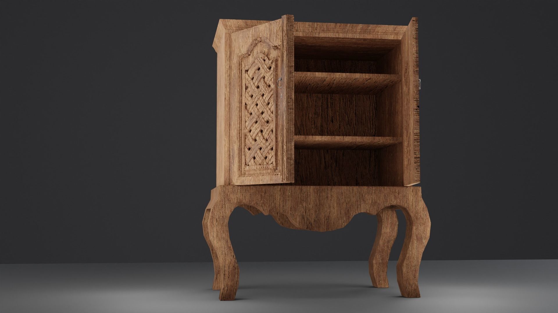 Dresser Cabinet Low-poly 3D model_2