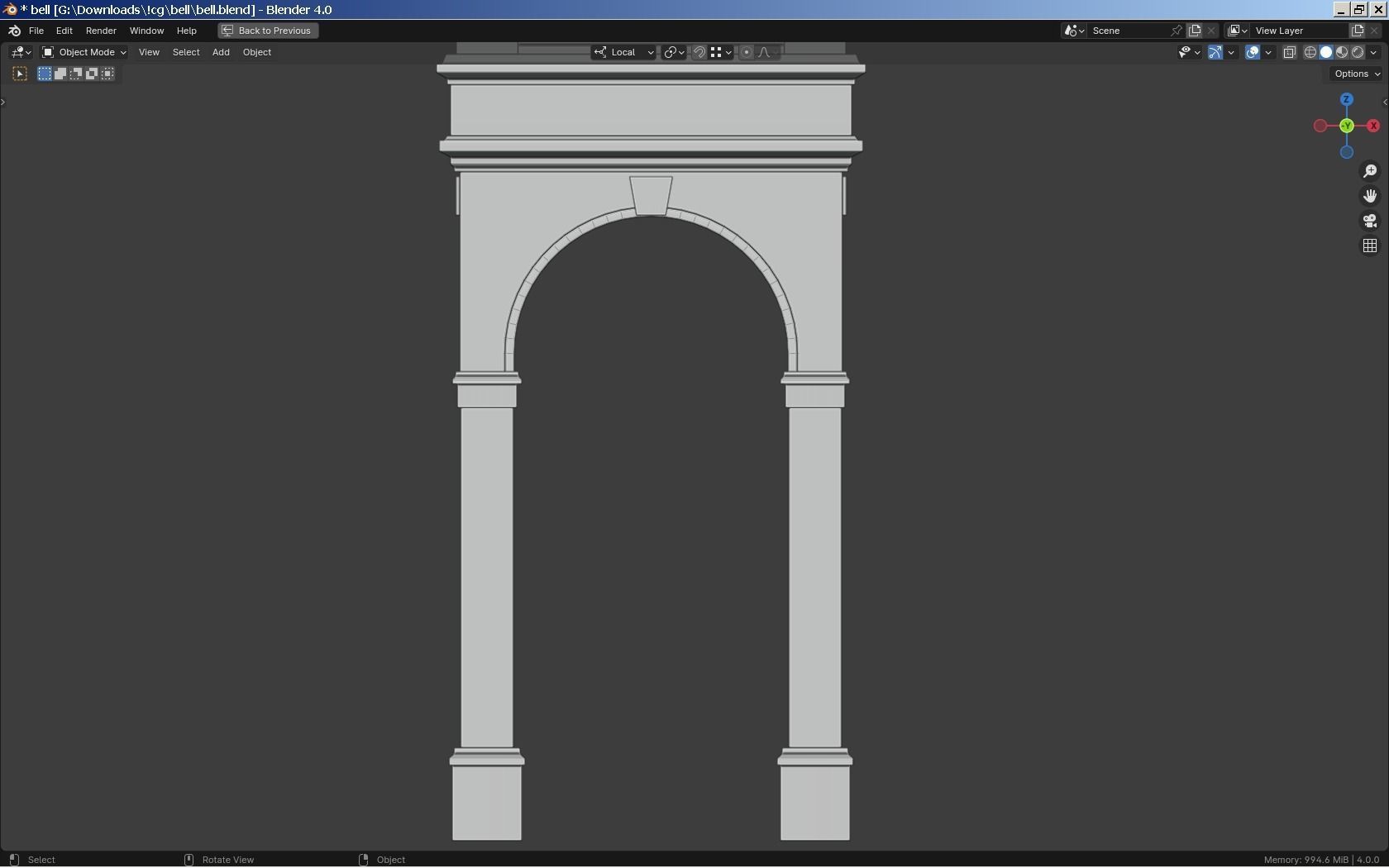 Bell-Clock Tower Low-poly 3D model_6