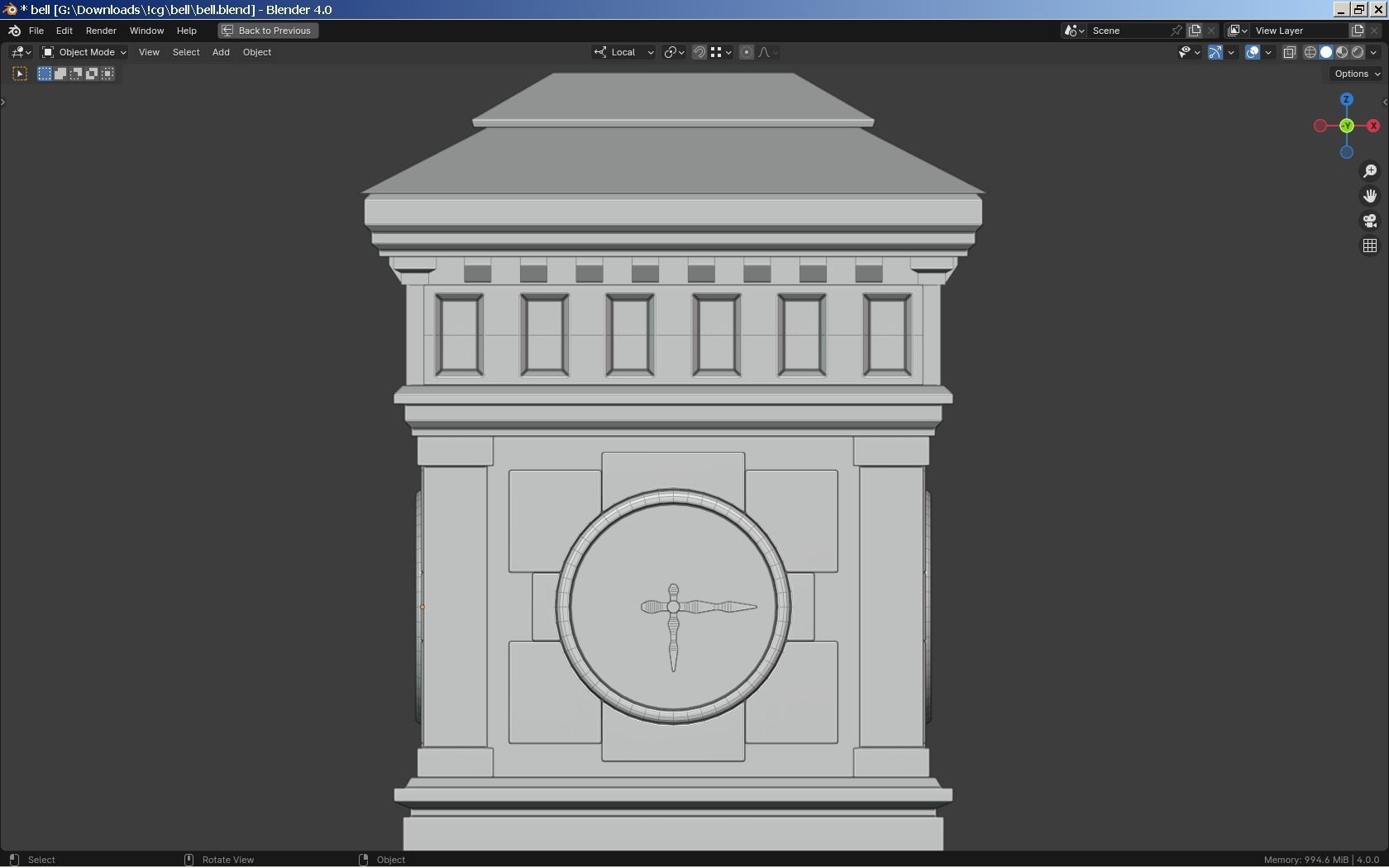 Bell-Clock Tower Low-poly 3D model_7