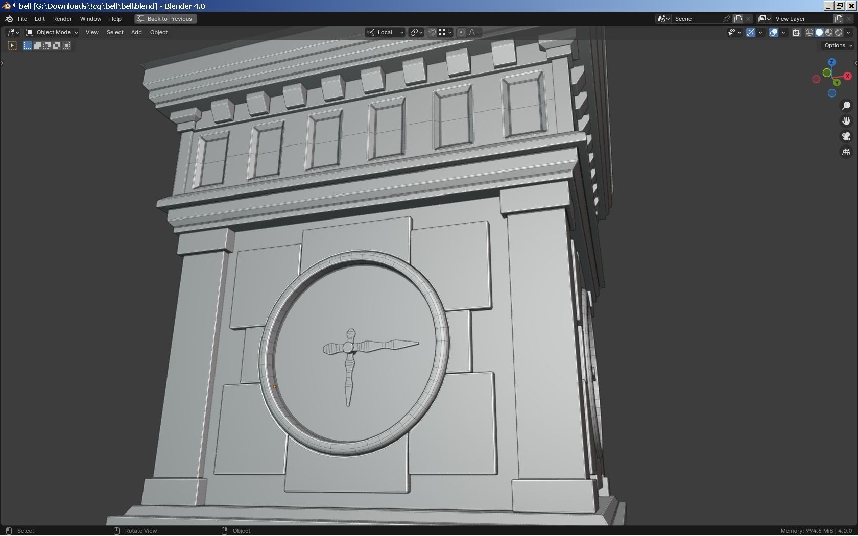 Bell-Clock Tower Low-poly 3D model_11