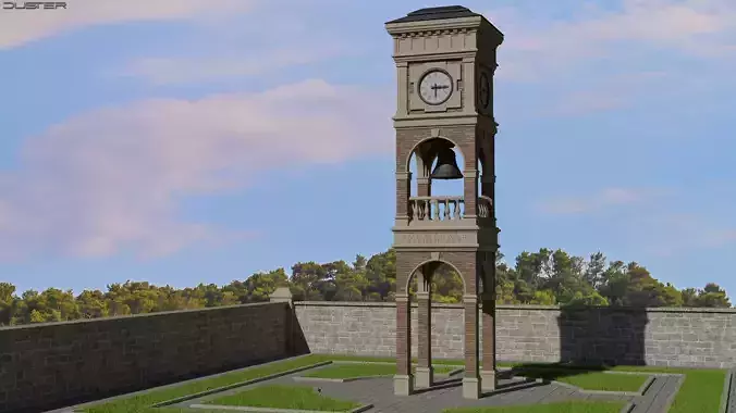 Bell-Clock Tower Low-poly 3D model