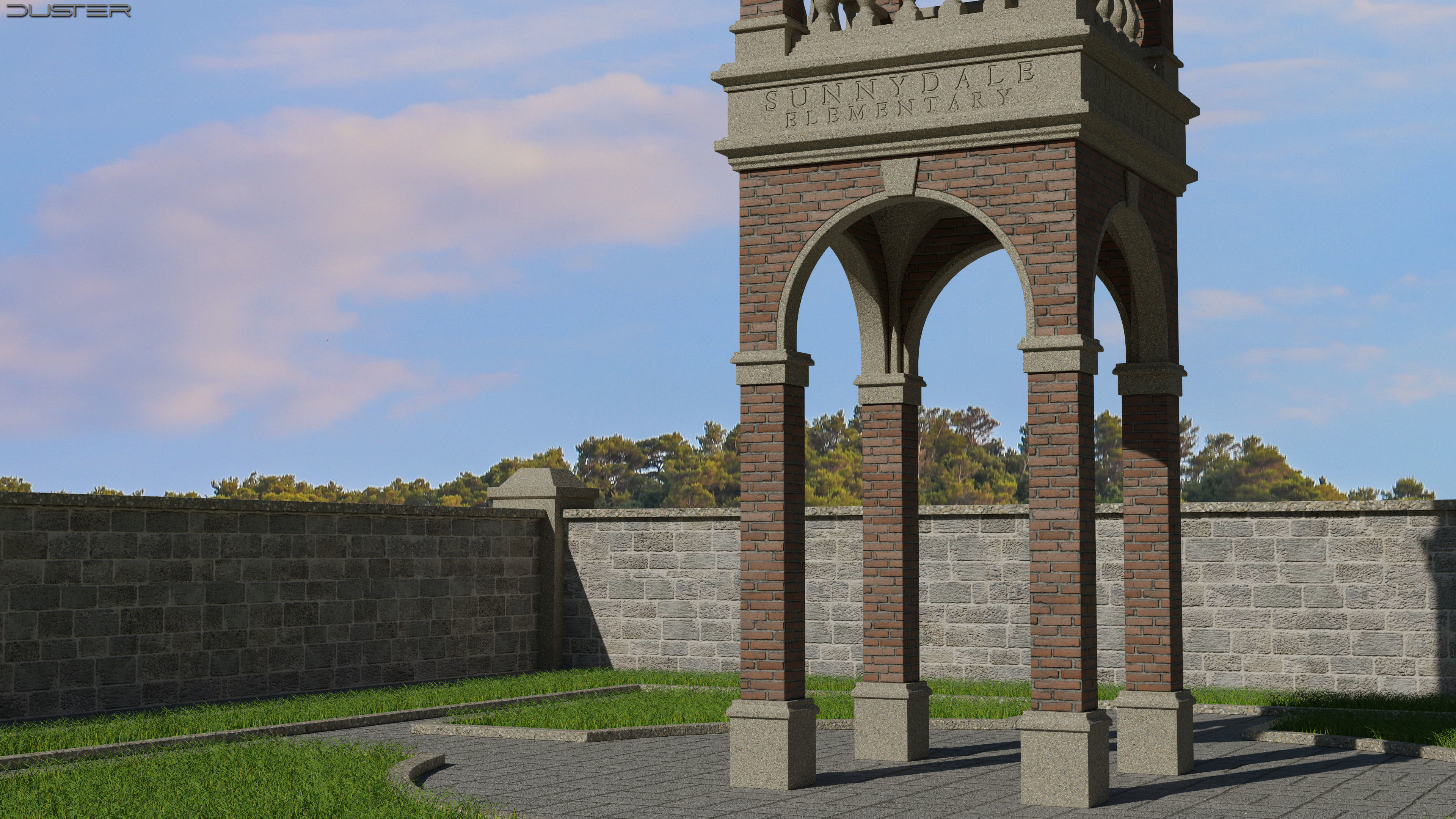 Bell-Clock Tower Low-poly 3D model_1