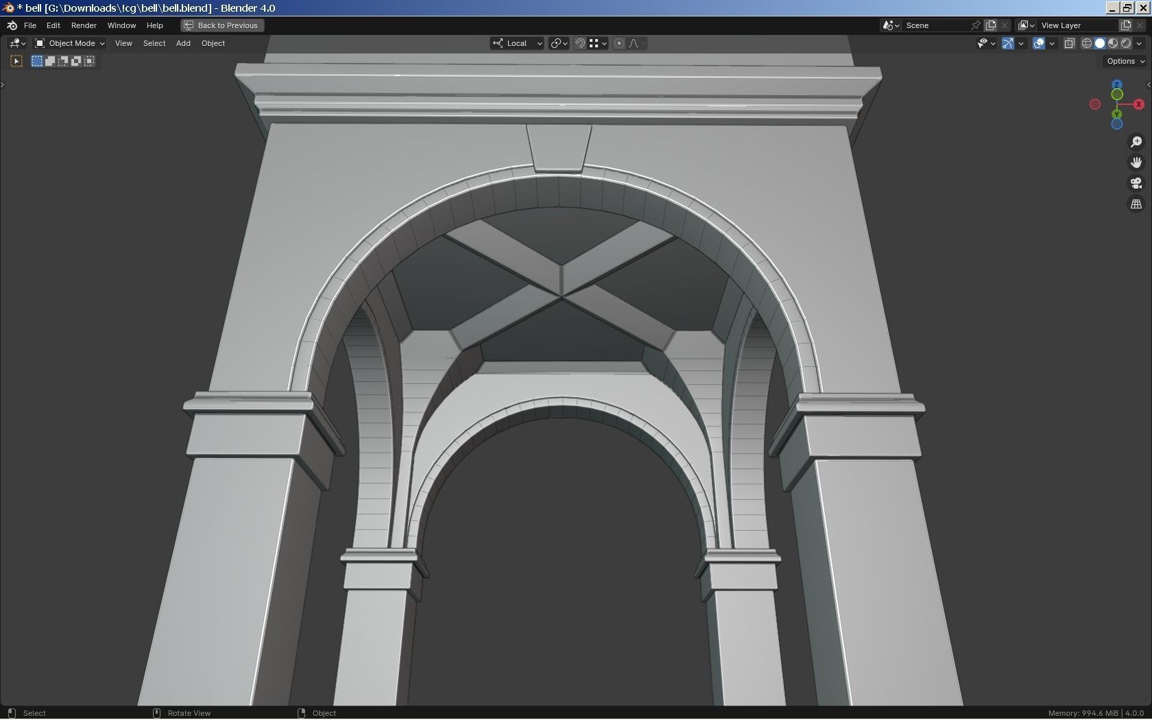 Bell-Clock Tower Low-poly 3D model_9