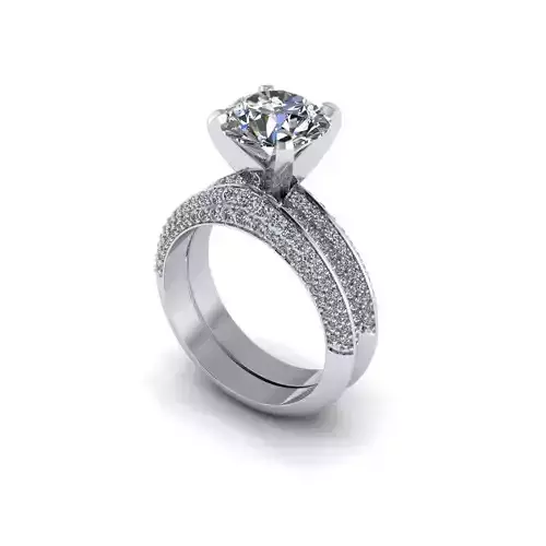 Matching Diamond Fashion Rings R52 3D print model