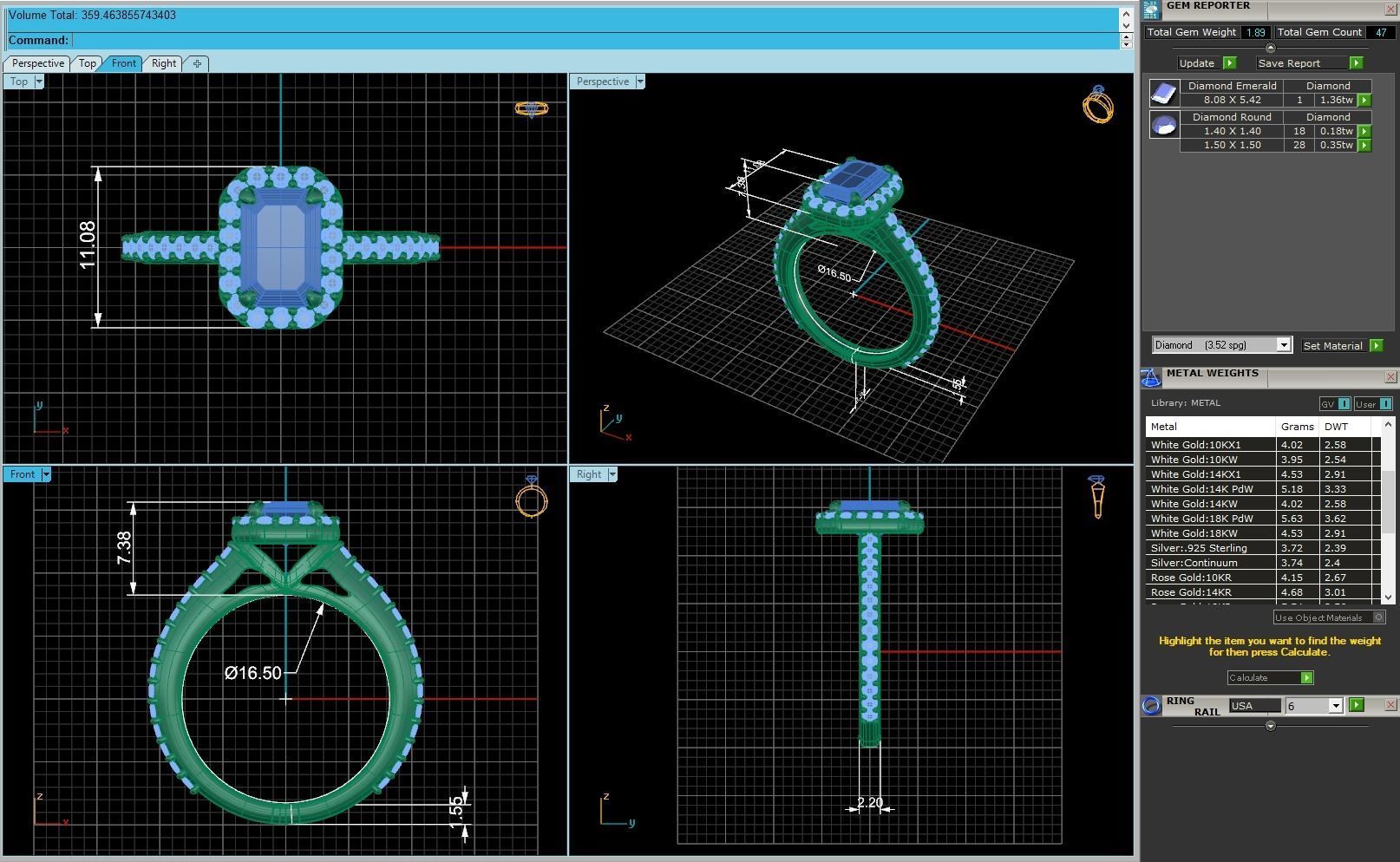 Matching Diamond Wedding Rings R160 3D print model_1