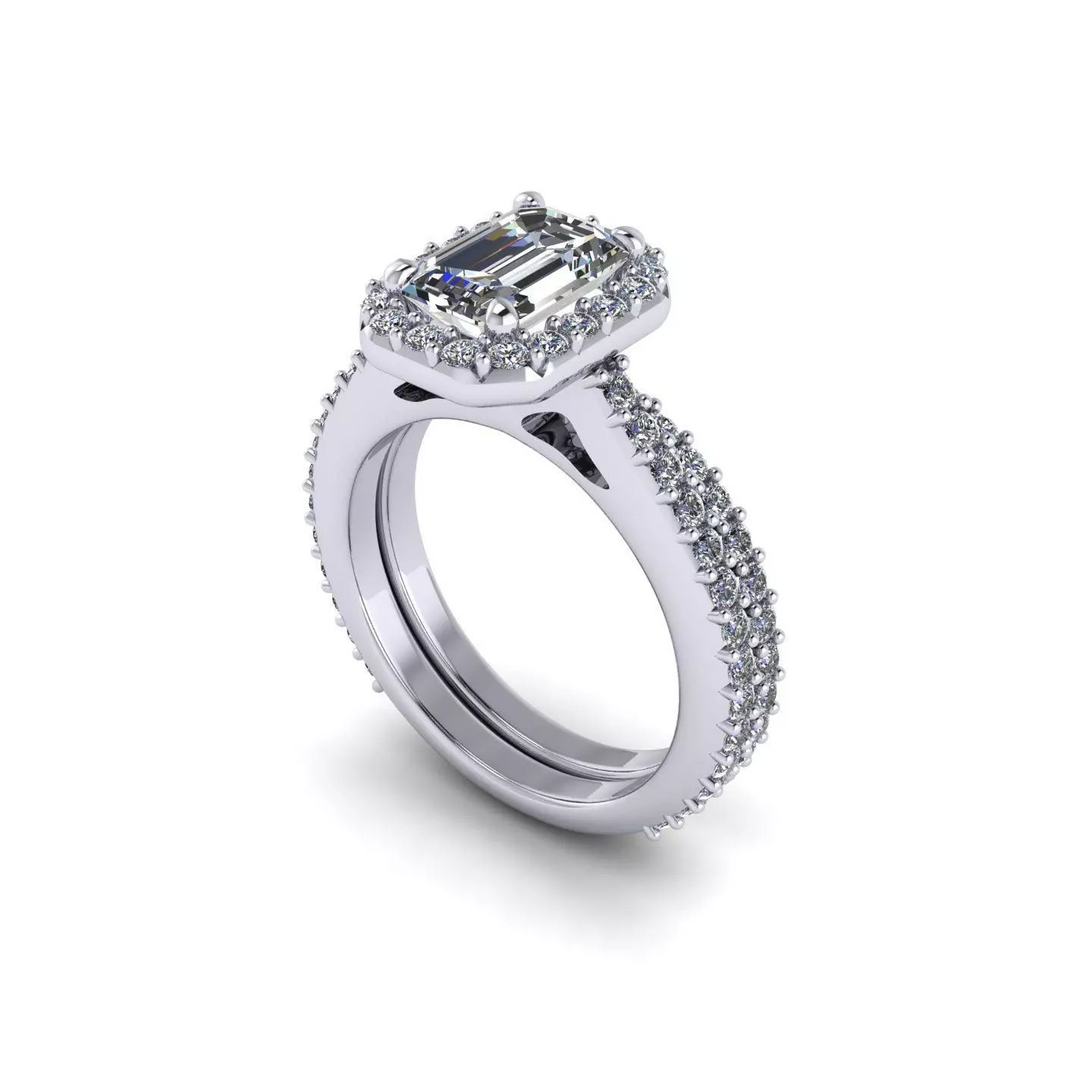 Matching Diamond Wedding Rings R160 3D print model_0