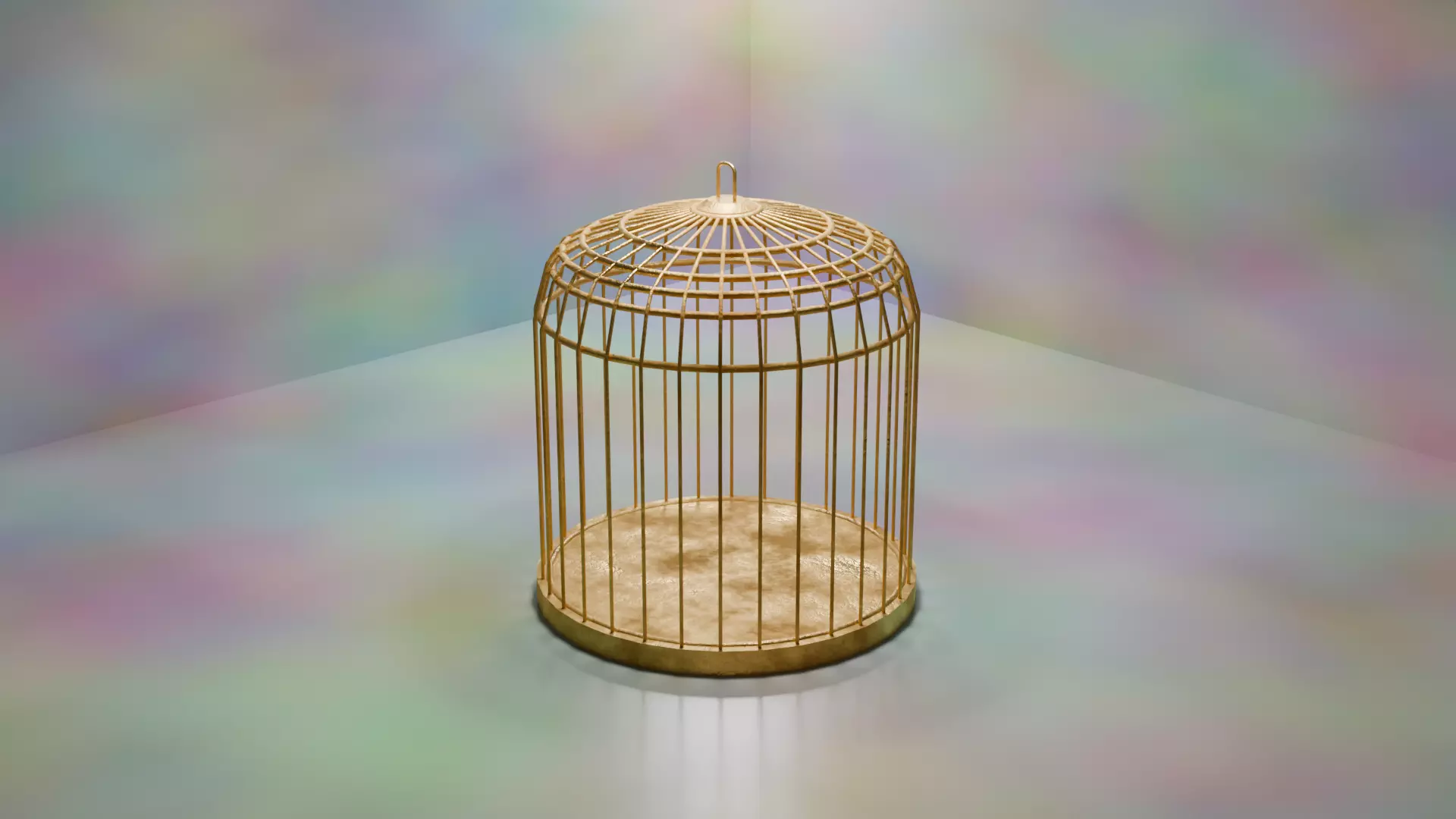 Gold Cage Free low-poly 3D model_0