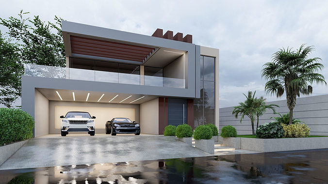Modern Villa Modeled in SketchUp and Rendered with Lumion  3D model 3
