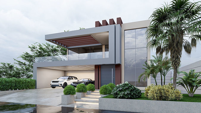Modern Villa Modeled in SketchUp and Rendered with Lumion  3D model 2