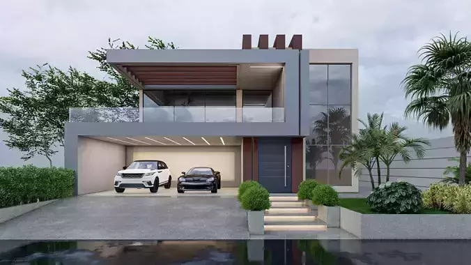 Modern Villa Modeled in SketchUp and Rendered with Lumion  3D model