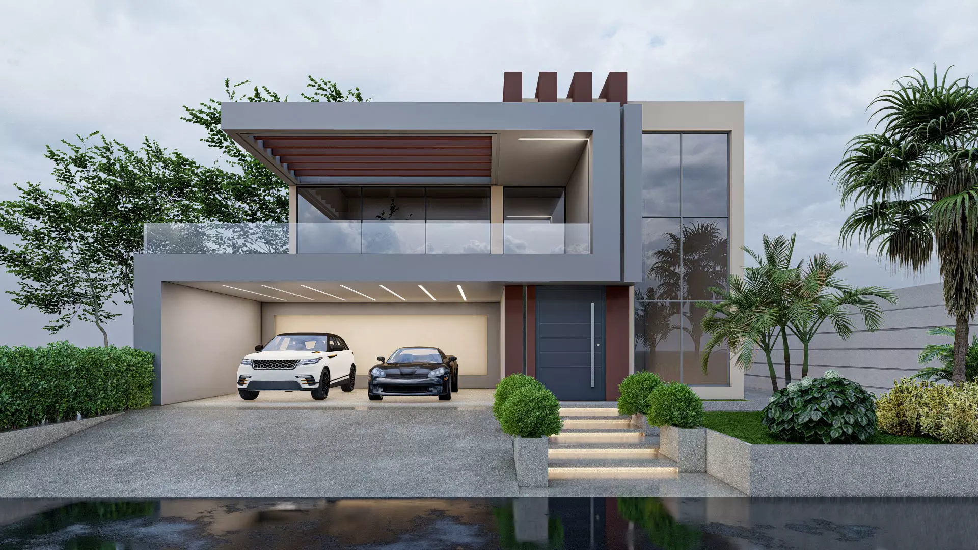 Modern Villa Modeled in SketchUp and Rendered with Lumion 3D model_0