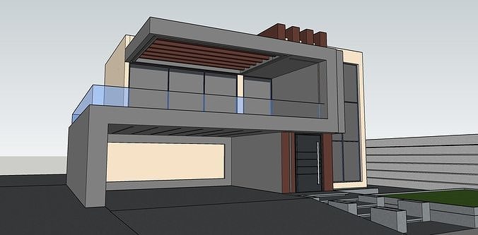 Modern Villa Modeled in SketchUp and Rendered with Lumion  3D model 4