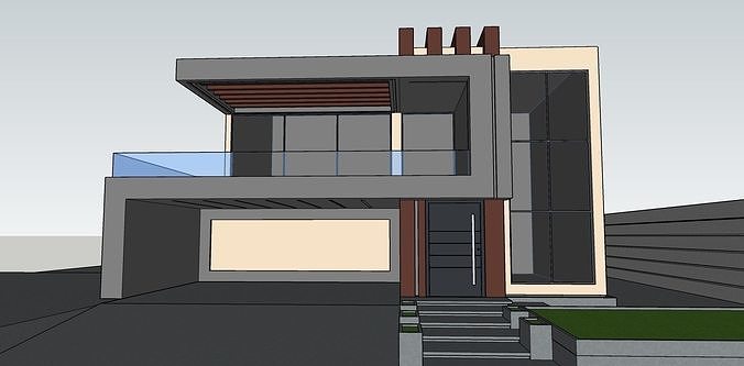 Modern Villa Modeled in SketchUp and Rendered with Lumion  3D model 5