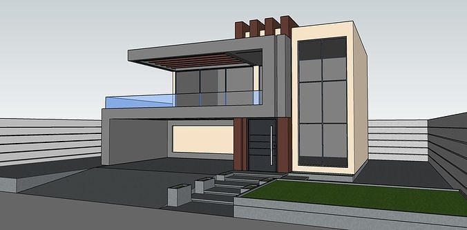 Modern Villa Modeled in SketchUp and Rendered with Lumion  3D model 6