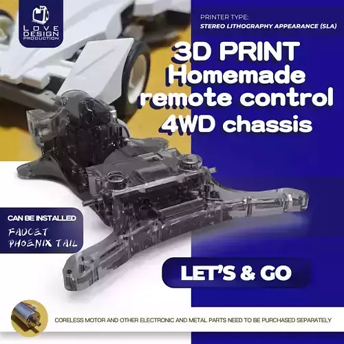 3D PRINT Homemade remote control 4WD chassis