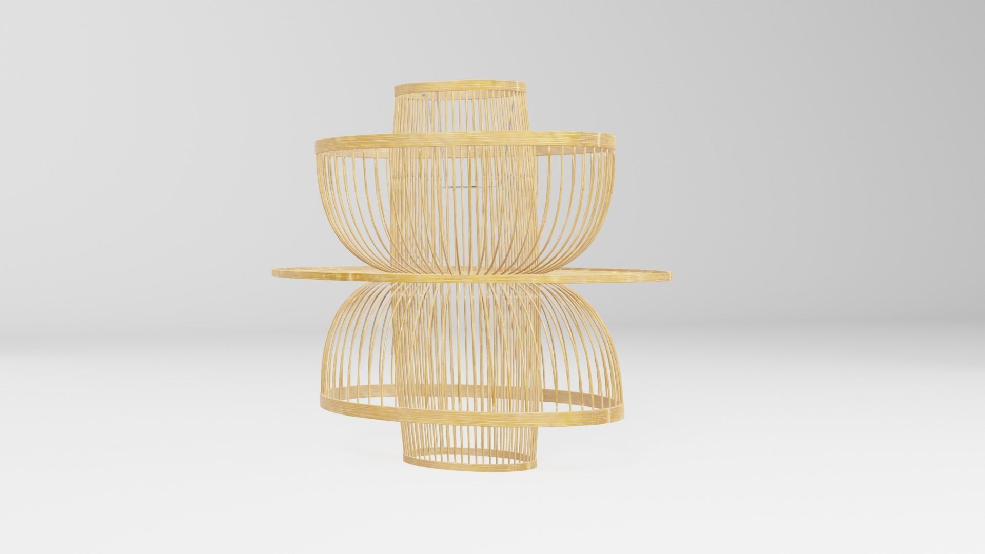 Ceiling Lamp Rattan 2 Low-poly 3D model_3