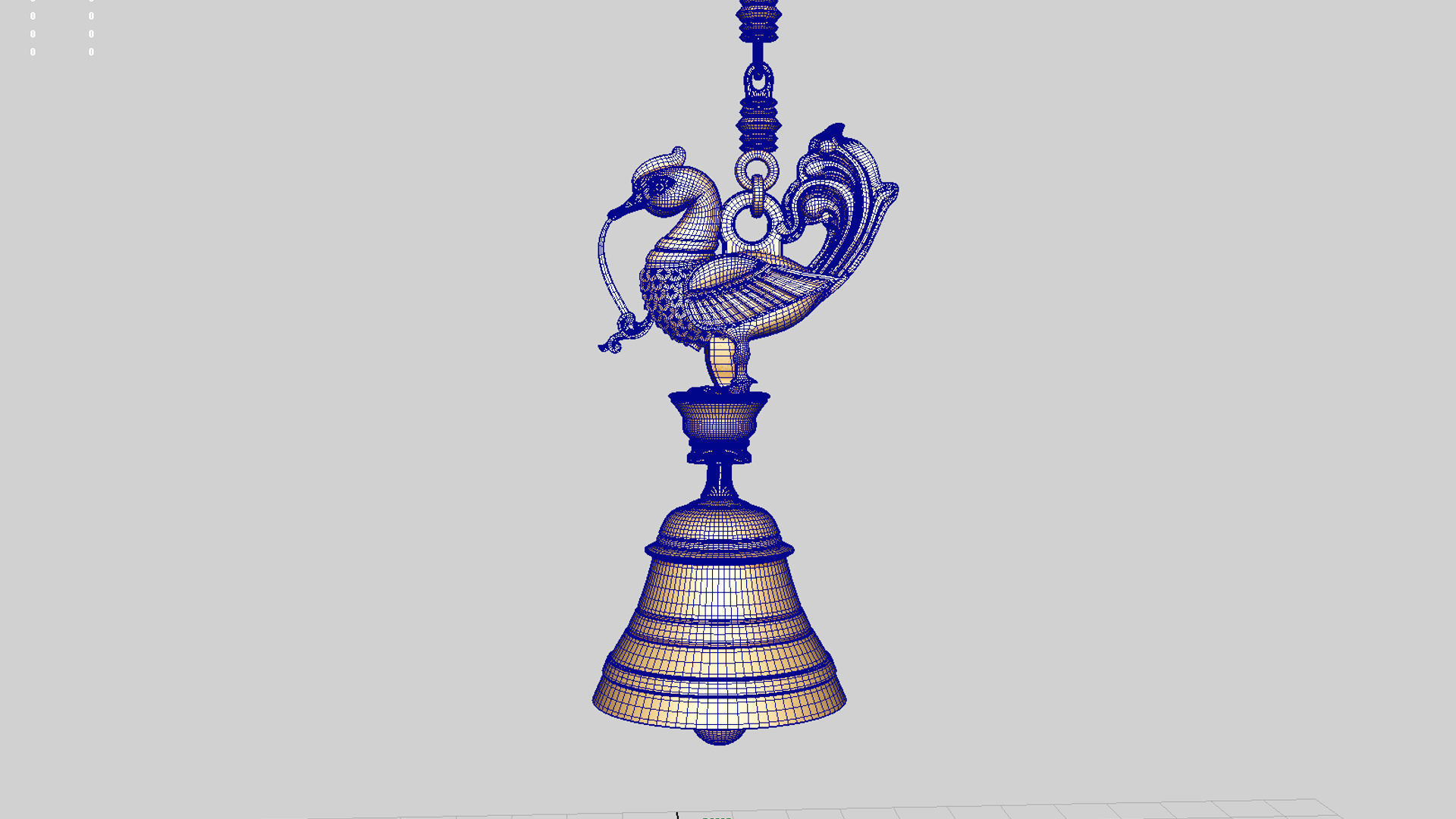 temple hanging bell  3D model_1