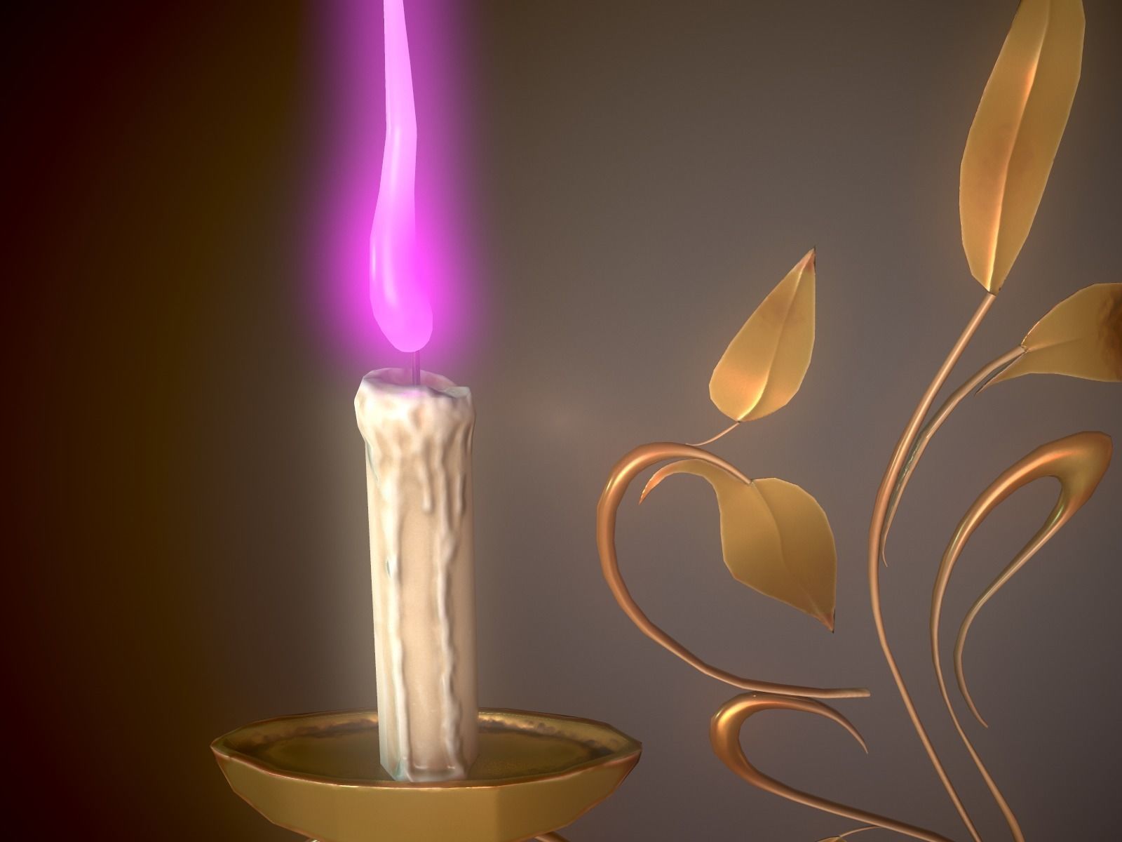 Stylized Candlestick with Candle Low-poly 3D model_9