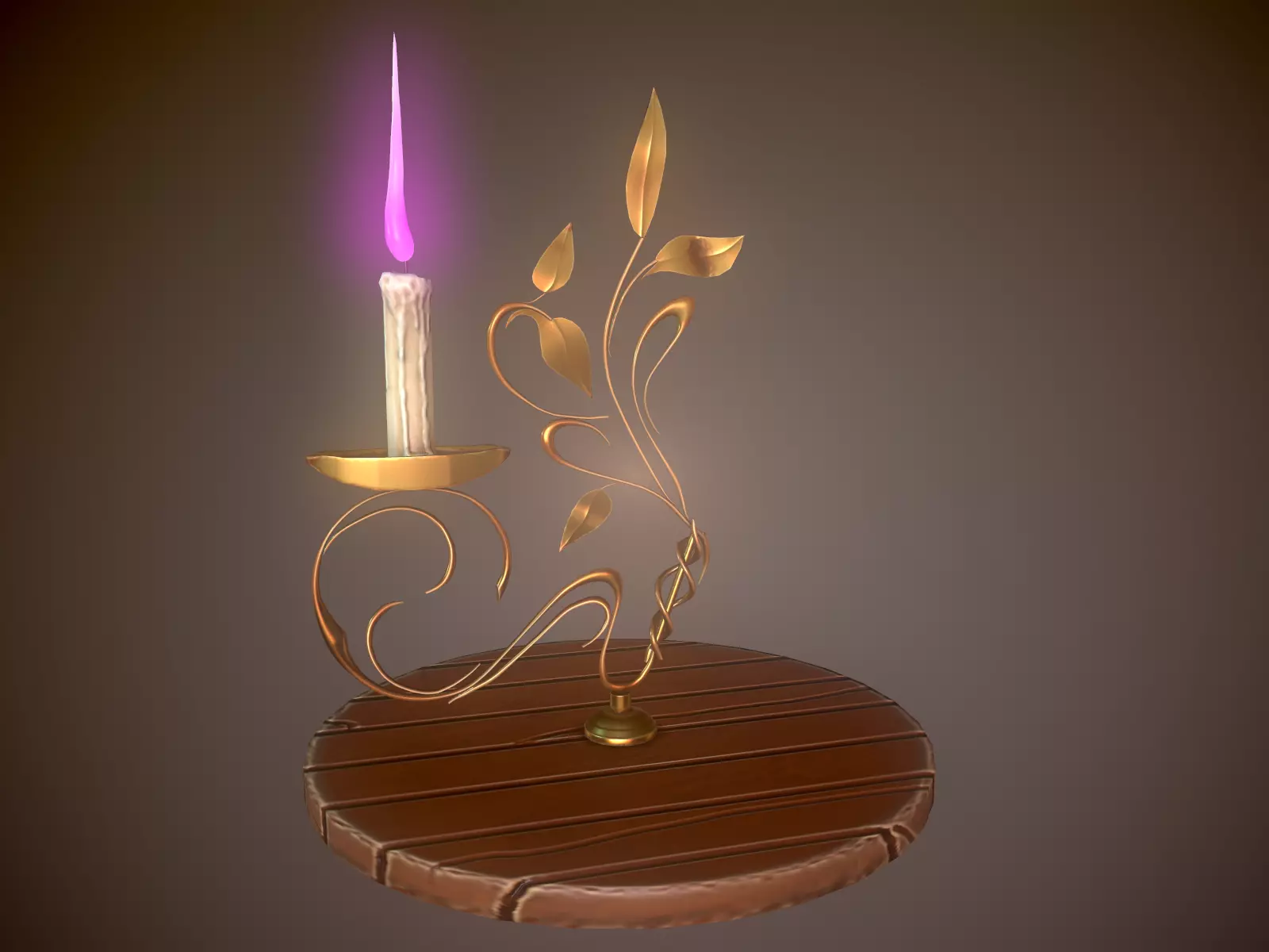 Stylized Candlestick with Candle Low-poly 3D model_0