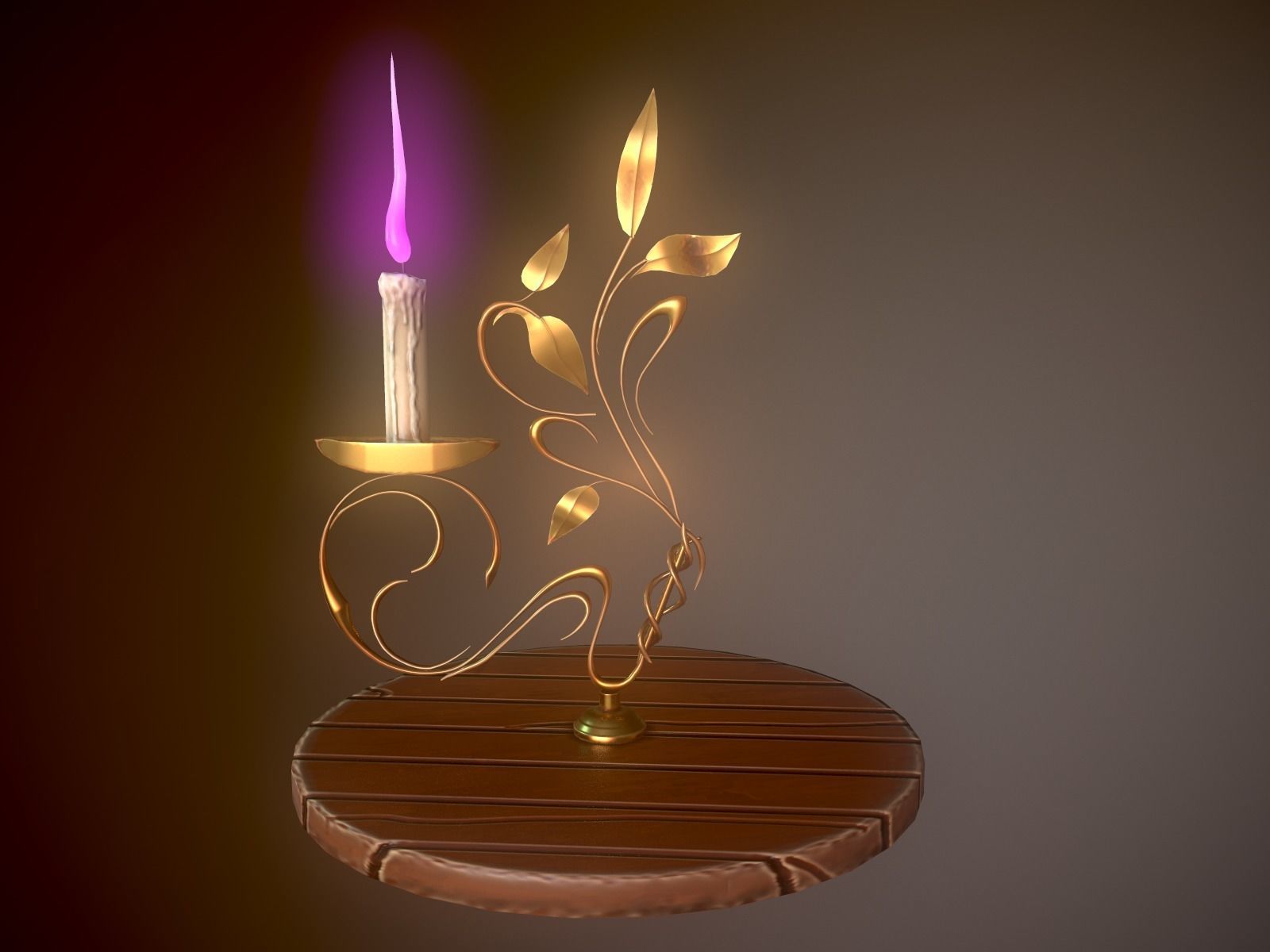 Stylized Candlestick with Candle Low-poly 3D model_3