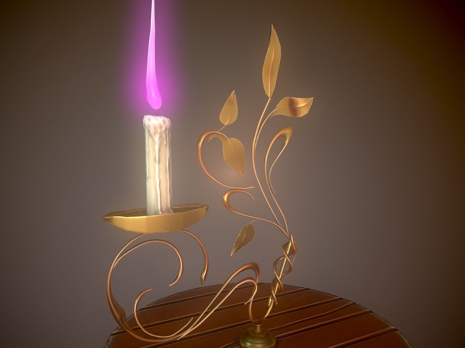 Stylized Candlestick with Candle Low-poly 3D model_5