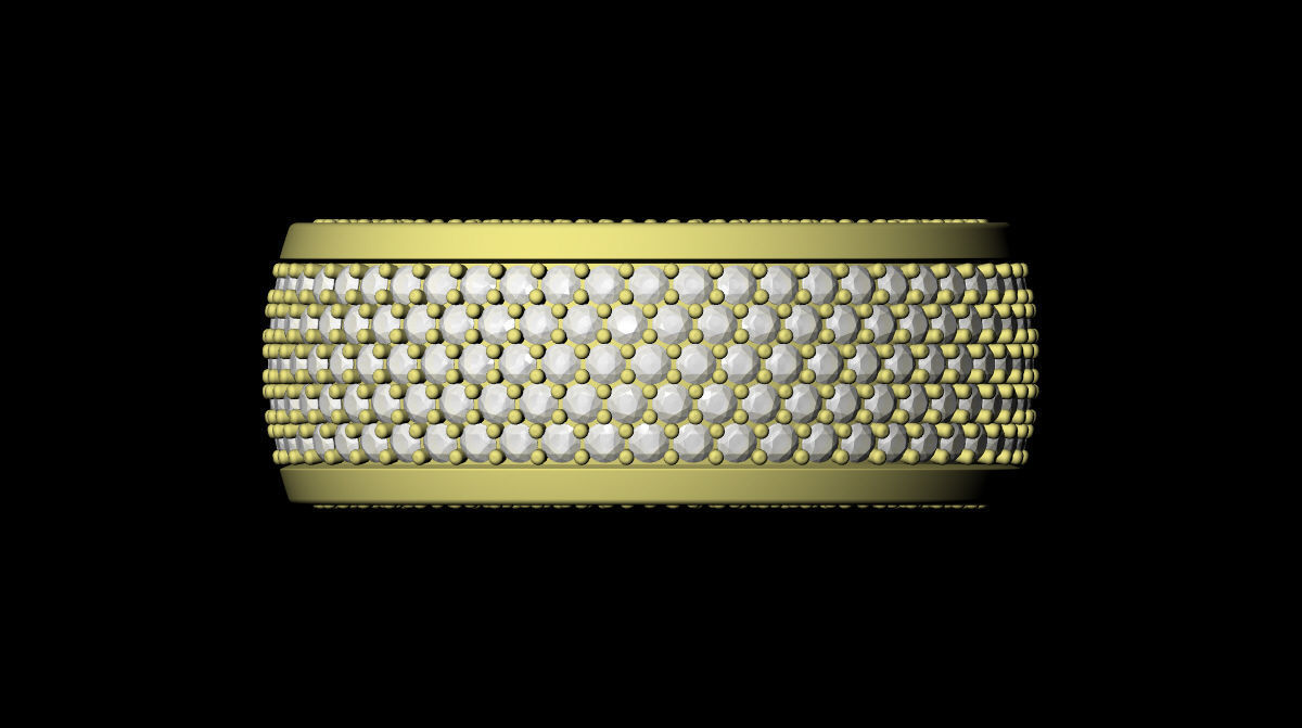 Diamond pave Ring 3D print model_3