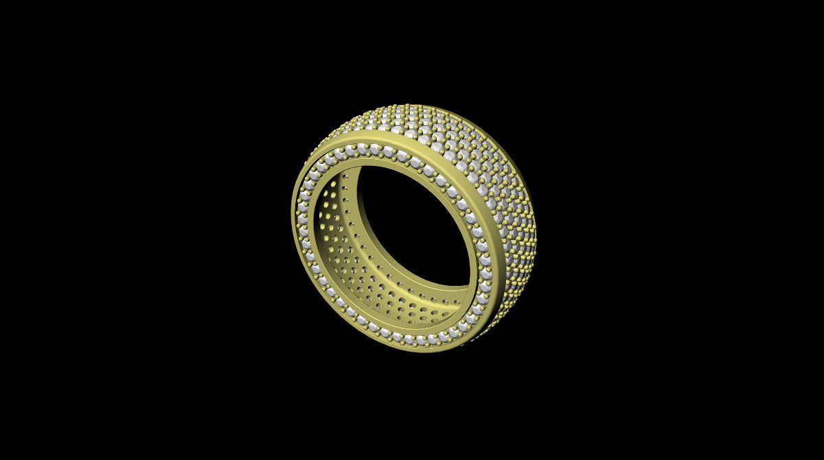 Diamond pave Ring 3D print model_2